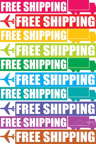 Colorful Free Shipping Tags with Abstract Planes and Trucks Colorful Free Shipping Tags with Abstract Planes and Trucks